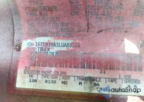 1991 Ford Ranger из США, поврежденный, VIN 1FTCR10XXMUC51130